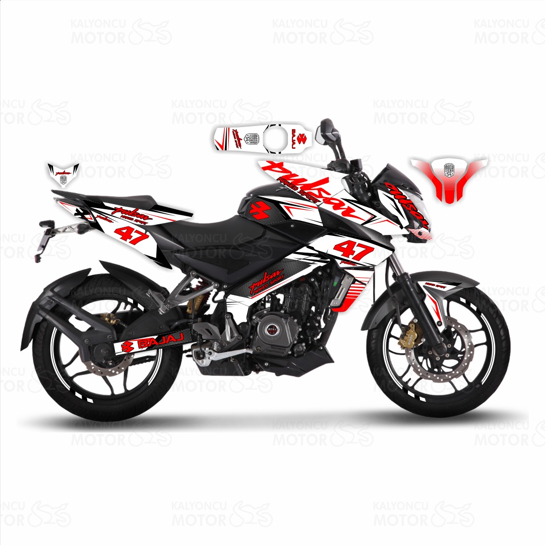 Bajaj Pulsar 200 NS Naked Sport White Design Sticker Set No:47 Bajaj Pulsar 200 NS Naked Sport White Design Sticker Set No:47