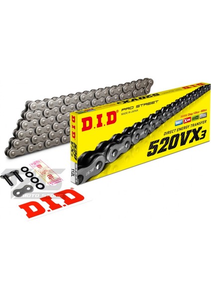 DID Dıd Zincir Çelik 520-114L Vx3 X-Rıng 1991-1996 Kawasaki El 250