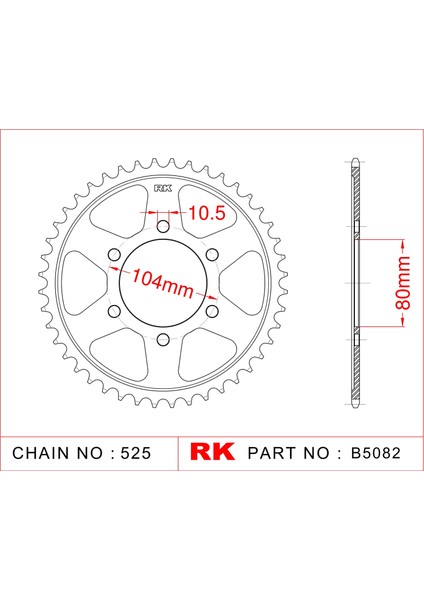 RK Kawasaki Z 1000 R RK Çelik Arka Dişli B5082-43 (2017-2018) RK Kawasaki Z 1000 R RK Çelik Arka Dişli B5082-43 (2017-2018)