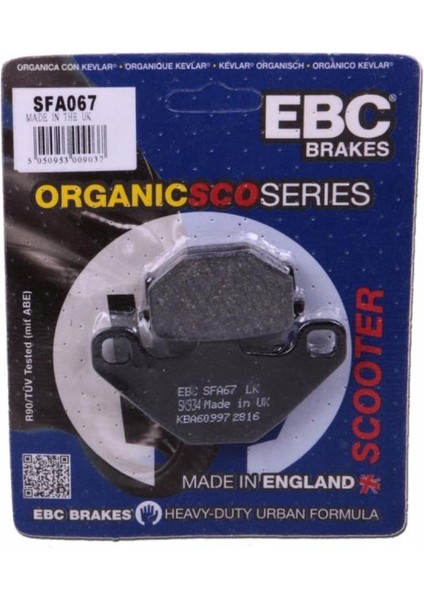 Ebc SFA067 1991-2001 Kawasaki Zzr 250 Uyumlu Arka Fren Balatası Organik Balata