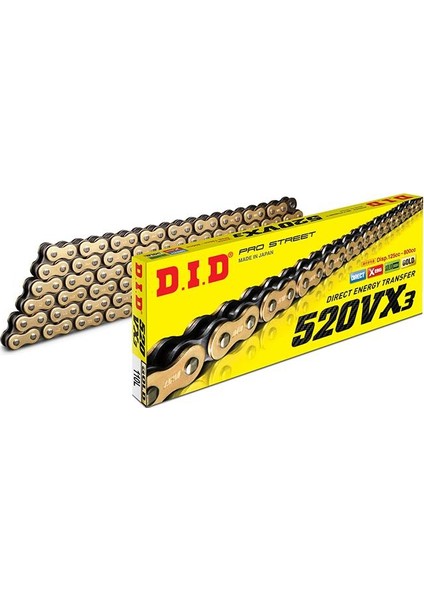 DID Dıd Kawasaki Nınja 300 (2013-2017) 520-106 Bakla Vx3 X-Ring Zincir (Gold Renk)