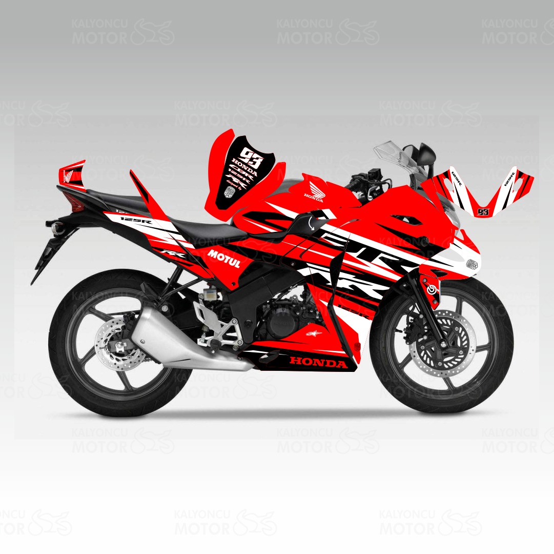 Honda CBR125 R RR Lines Kırmızı Siyah Beyaz Sticker Set Honda CBR125 R RR Lines Kırmızı Siyah Beyaz Sticker Set