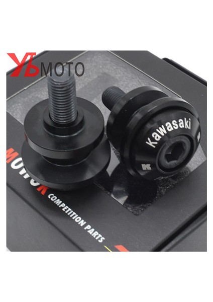 Xifu Shop C SIYAH-10MM Tarzı Kawasakı Logo ER6N Z750 Z750R Z250 Nınja ER6F Vulcans C Salıncağa Takozları Stand Vida Kaydırıcı - (Yurt Dışından)