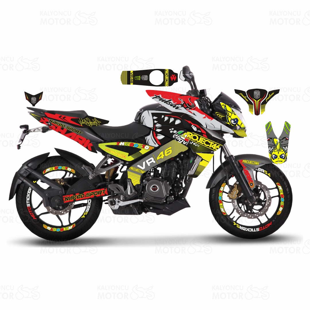 Bajaj Pulsar 200 NS Rossi Sticker Set Sarı Bajaj Pulsar 200 NS Rossi Sticker Set Sarı