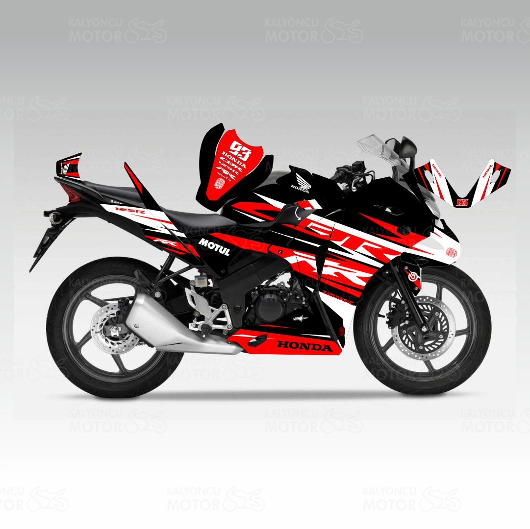 Honda CBR 125 R RR Lines Design Siyah Kırmızı Beyaz Sticker Set Honda CBR 125 R RR Lines Design Siyah Kırmızı Beyaz Sticker Set