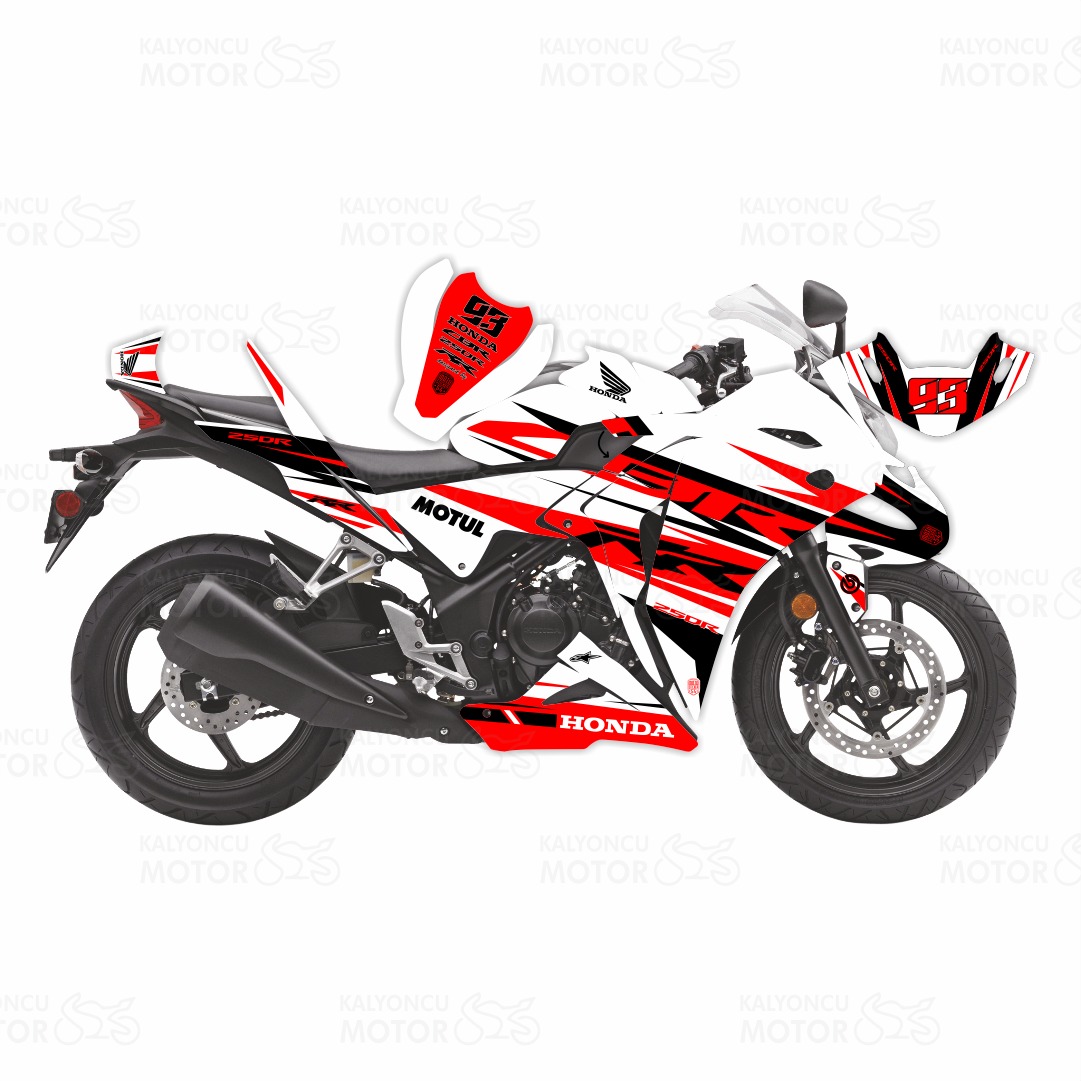 Honda CBR 250 R Eski Kasa RR Lines Design Sticker Set Beyaz-Kırmızı-Siyah Honda CBR 250 R Eski Kasa RR Lines Design Sticker Set Beyaz-Kırmızı-Siyah
