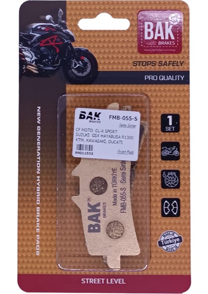Suzuki Bak Brakes Fmb-055-S Suzuki Gsx-R Hayabusa R1300 Kawasaki Ninja Zx-10Rr. Ducati Panigale V4 S. Ktm 690 Duke R. Ön Fren Balatası Yarı Sinter Kalite