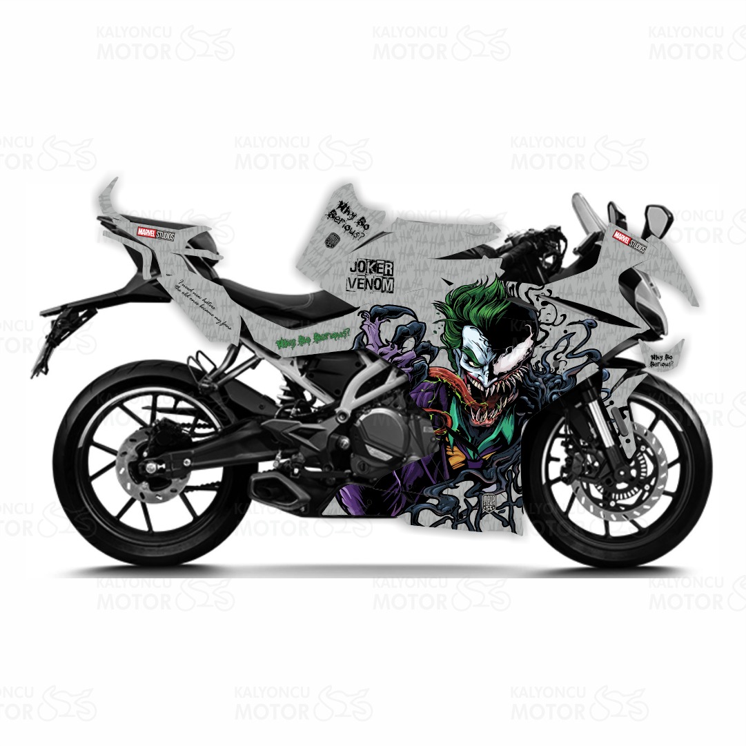 CF Moto 250 SR Joker & Venom Design Gri Sticker Set - Motor Kaplama CF Moto 250 SR Joker & Venom Design Gri Sticker Set - Motor Kaplama