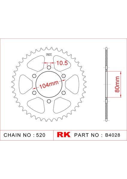 RK Kawasaki ZX-6 R RK Çelik Arka Dişli B4028-40 (1998-2002)