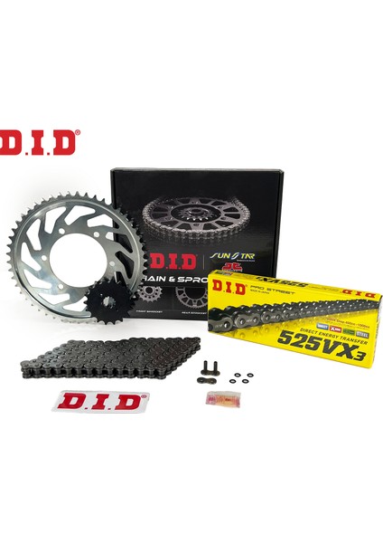 DID Dıd Zincir Dişli Seti Kawasakı Z 1000 Sx (1000 Cc) (2011-2019) / Zincir : DID-525VX3 (ÇELIK)-112 / Dişli: Sunstar (15T) - Jt (41T) DID Dıd Zincir Dişli Seti Kawasakı Z 1000 Sx (1000 Cc) (2011-2019) / Zincir : DID-525VX3 (ÇELIK)-112 / Dişli: Sunstar (15T) - Jt (41T)