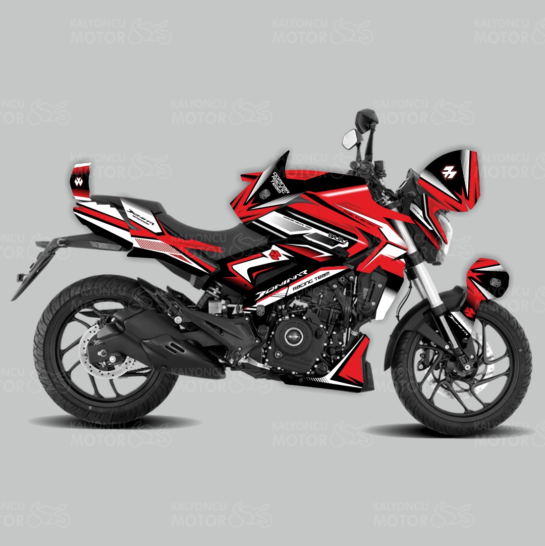 Bajaj Dominar Racing Team Design Kırmızı-Siyah-Beyaz Sticker Set Kaplama Bajaj Dominar Racing Team Design Kırmızı-Siyah-Beyaz Sticker Set Kaplama