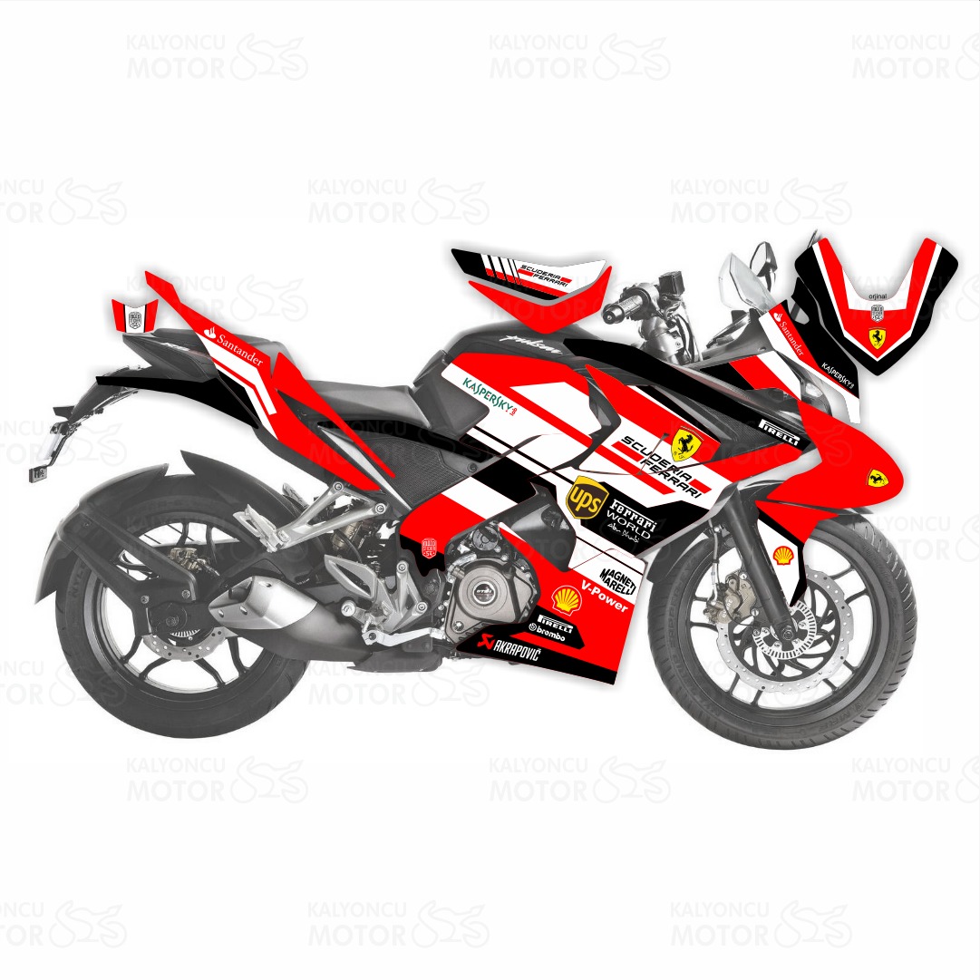 Bajaj Pulsar RS200 Ferrari Design Sticker Set Bajaj Pulsar RS200 Ferrari Design Sticker Set