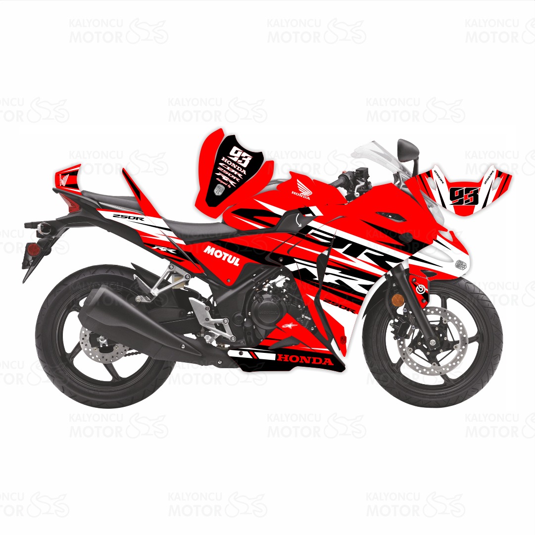 Honda CBR 250 R Eski Kasa RR Lines Design Sticker Set Kırmızı-Siyah-Beyaz Honda CBR 250 R Eski Kasa RR Lines Design Sticker Set Kırmızı-Siyah-Beyaz