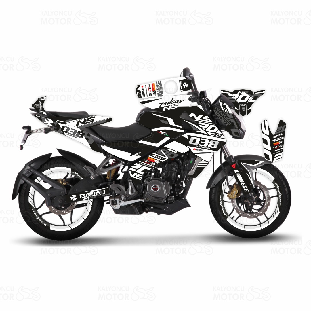 Bajaj Pulsar 200 NS White Flou Design Sticker Set Bajaj Pulsar 200 NS White Flou Design Sticker Set
