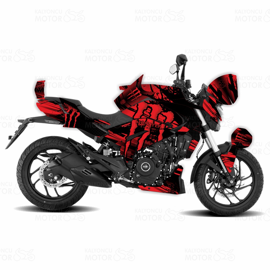 Bajaj Dominar Monster Energy Design Kırmızı - Siyah Renkli Sticker Set Kaplama Bajaj Dominar Monster Energy Design Kırmızı - Siyah Renkli Sticker Set Kaplama