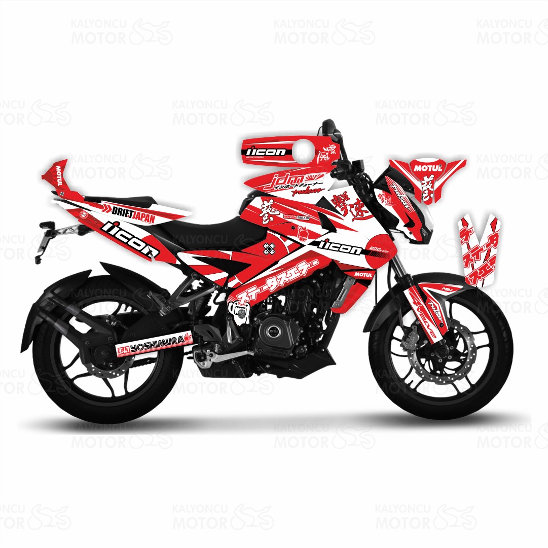 Bajaj Pulsar NS200 Japan Drift Design Kırmızı Beyaz Bajaj Pulsar NS200 Japan Drift Design Kırmızı Beyaz