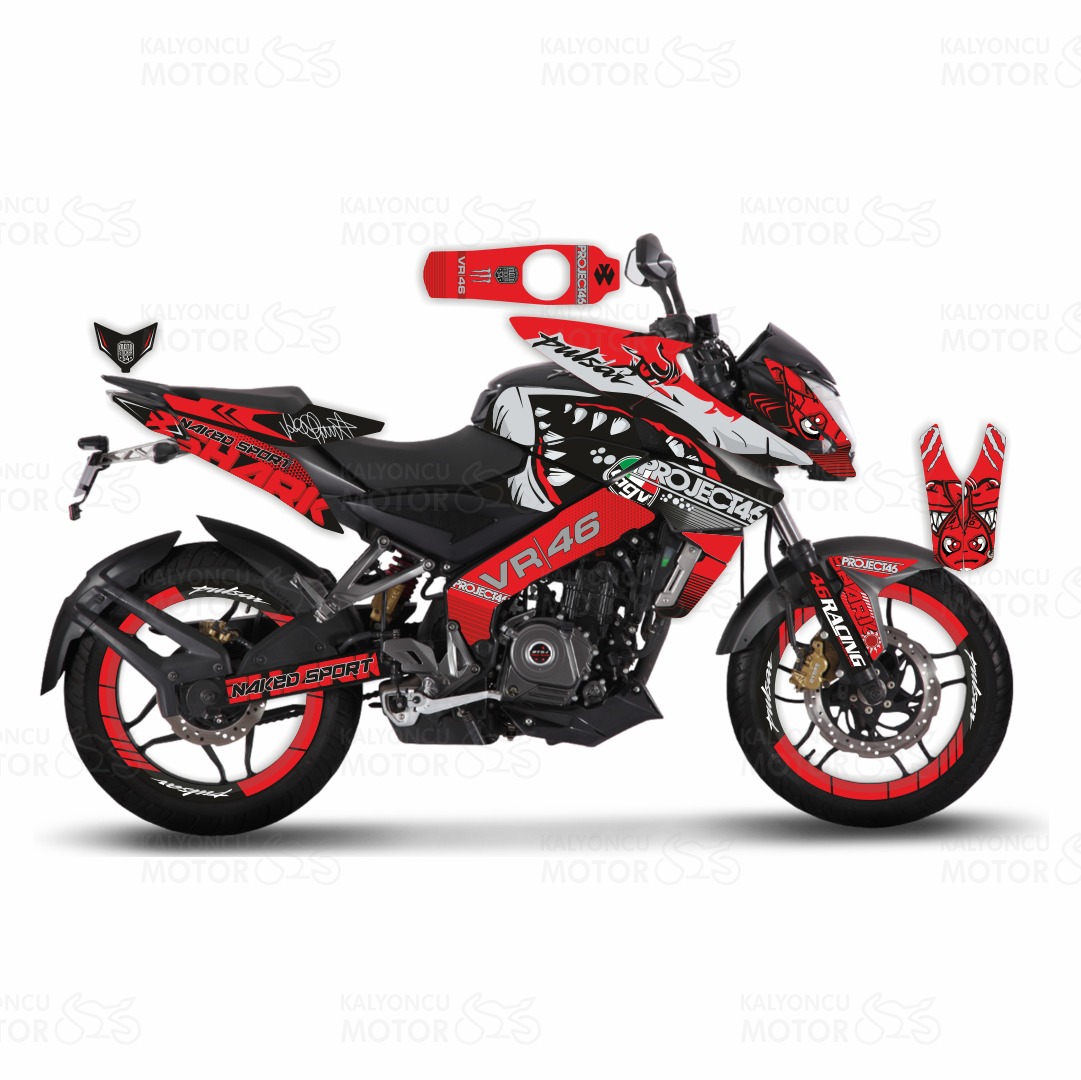 Bajaj Pulsar 200 NS Rossi Sticker Set Kırmızı Bajaj Pulsar 200 NS Rossi Sticker Set Kırmızı