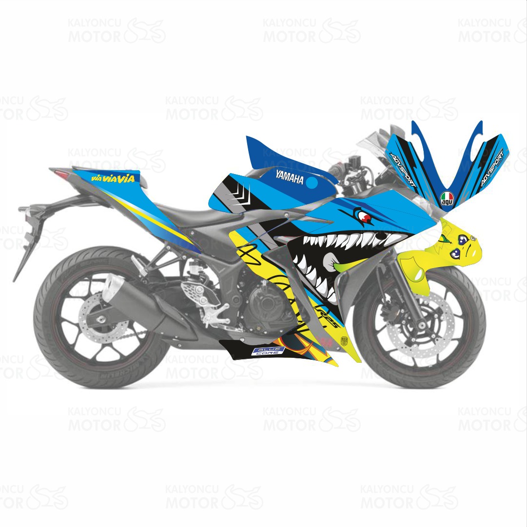 Yamaha YZF R25 Sticker Set Rossi Shark Yamaha YZF R25 Sticker Set Rossi Shark