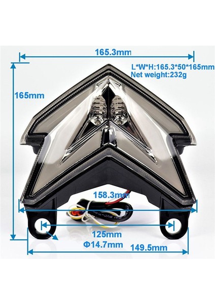 Galaxxy Kawasaki Z800 ZX6R Z125 Için Motosiklet LED Arka Lambası Fren Arka Sinyal Gösterge Lambası Arka Lambası (Yurt Dışından)