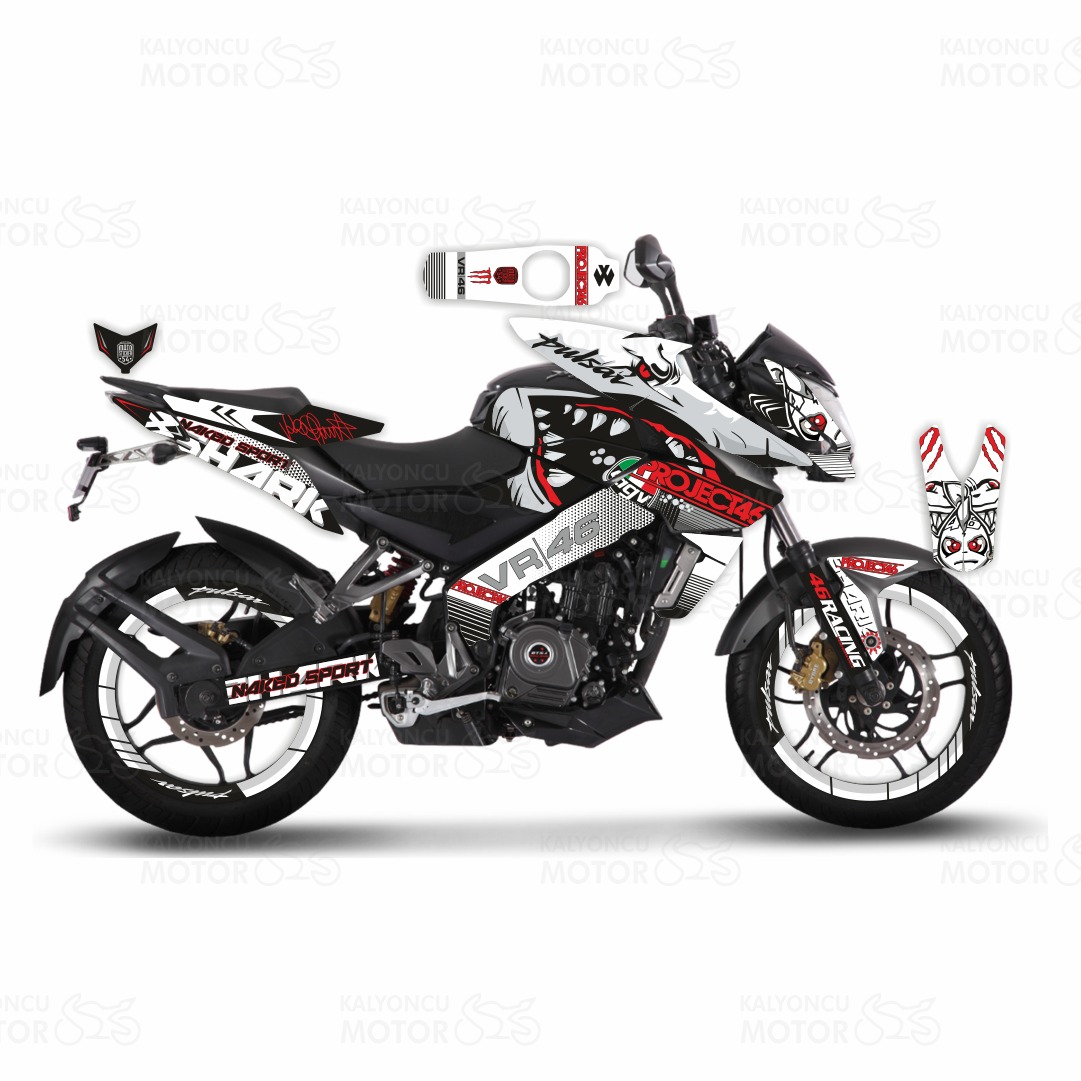Bajaj Pulsar 200 NS Rossi Sticker Set Beyaz Bajaj Pulsar 200 NS Rossi Sticker Set Beyaz