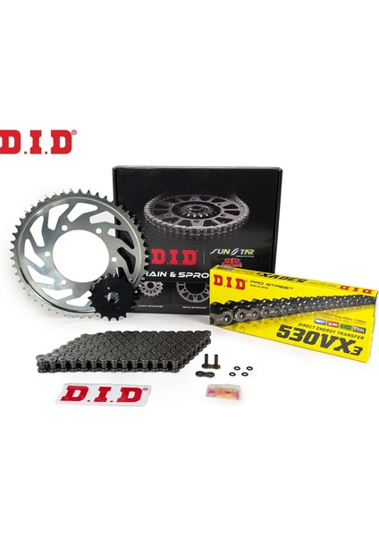 DID Dıd Zincir Dişli Seti Kawasakı Zzr Brembo Calıper (1400 Cc) (2016-2021) / Zincir : DID-530VX3 (ÇELIK)-118 / Dişli: Sunstar (17T) - Jt (42T)