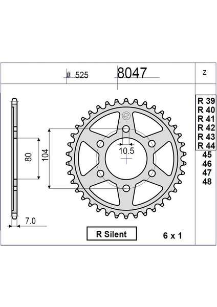 Ognibene Kawasakı Zx 600 R Ognıbene Arka Dişli 44T