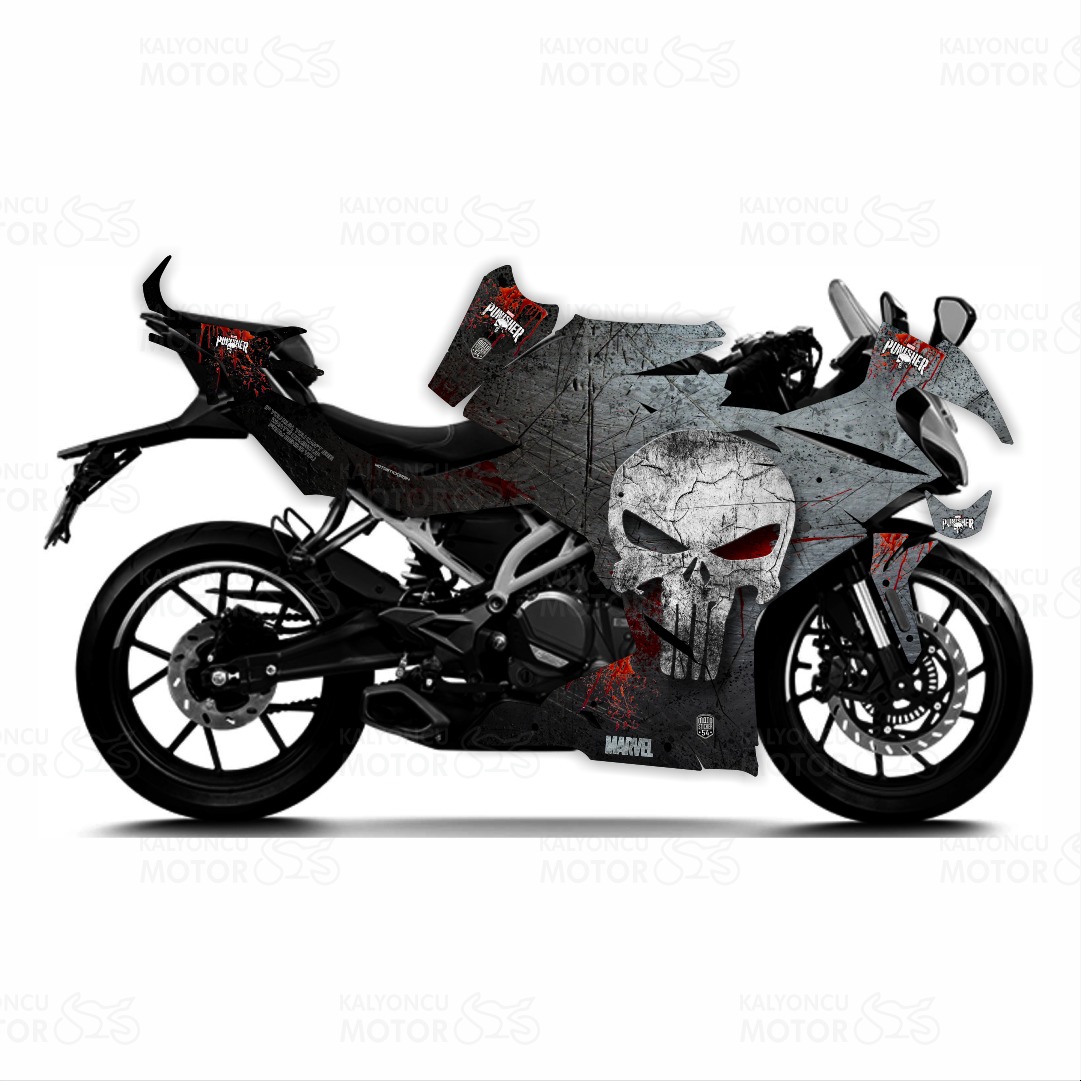 CF Moto 250 SR The Punisher Design Sticker Set - Kaplama CF Moto 250 SR The Punisher Design Sticker Set - Kaplama