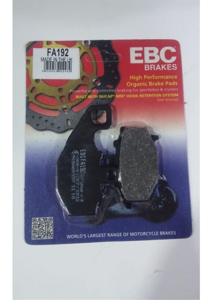 Ebc Fren Balatası Organik FA192 2011-2020 Kawasaki Z 1000 Sx Ark