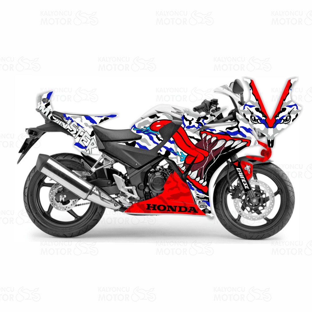 Honda CBR 250 R Asphalt Monster Sticker Set Beyaz 2014-2016