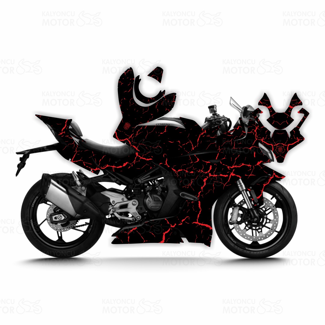 CF Moto 450 SR Cracked Texture Design Motor Kaplama CF Moto 450 SR Cracked Texture Design Motor Kaplama