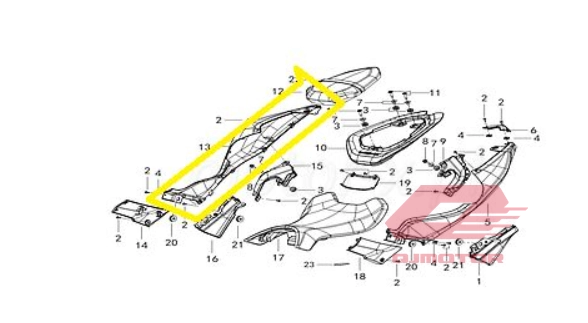 QJ SRK 125 R ARKA SAĞ GRENAJ GRİ MAVİ QJ SRK 125 R ARKA SAĞ GRENAJ GRİ MAVİ